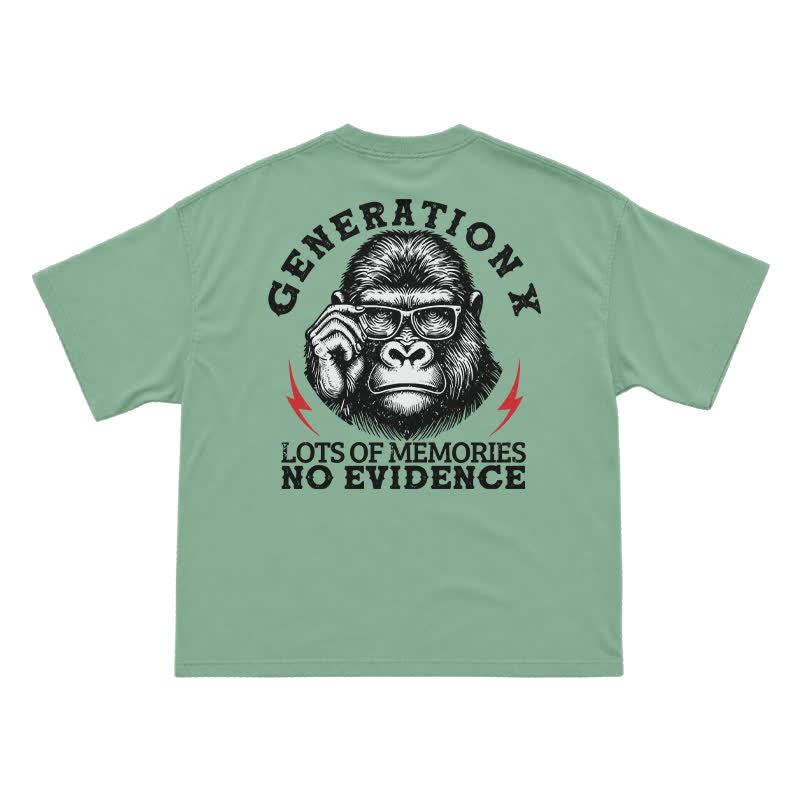 Generation X Lots Of Memories No Evidence Monkey T-shirt - Light Green - US16-18(2XL) - image 13