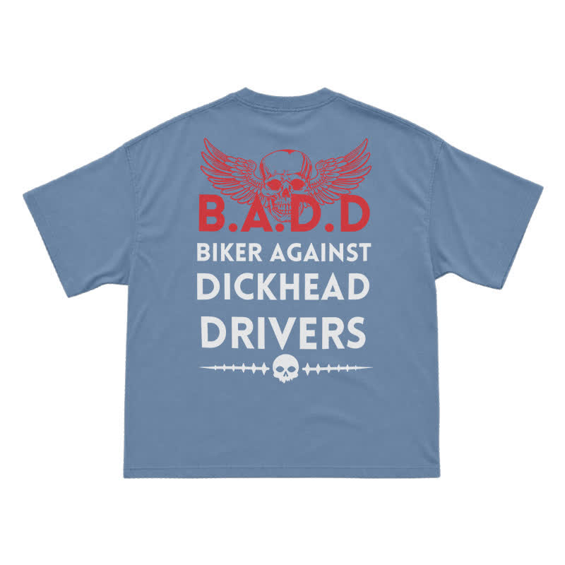 Biker Against Dickhead Drivers Statement Graphic T-Shirt - Dusty Blue - US16-18(2XL) - image 3