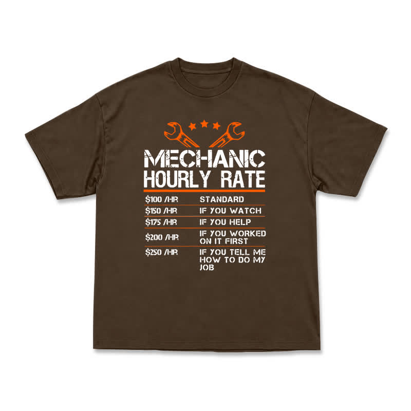 Vintage Mechanic Hourly Rate Graphic Crewneck T-Shirt - Coffee - US16-18(2XL) - image 13