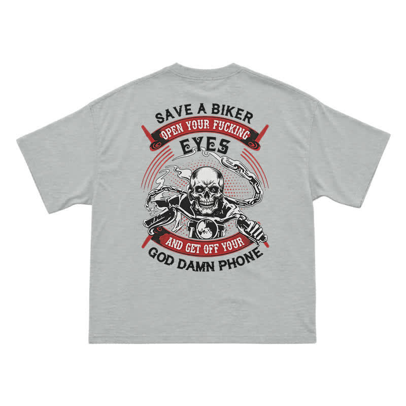 Rebel Skull Rider Back Graphic Oversized Streetwear T-Shirt - Grey - US16-18(2XL) - image 13