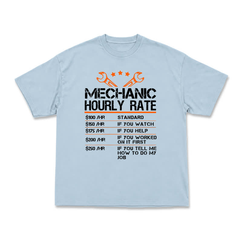Vintage Mechanic Hourly Rate Graphic Crewneck T-Shirt - Light Blue - US16-18(2XL) - image 10
