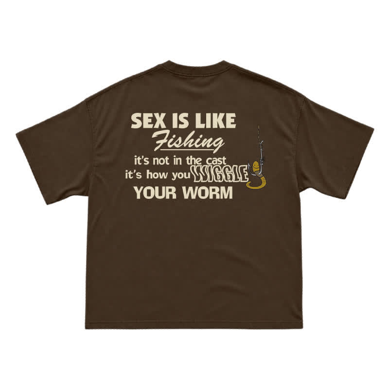 Wiggle Your Worm Graphic Oversized Short Sleeve T-Shirt - Coffee - US16-18(2XL) - image 11