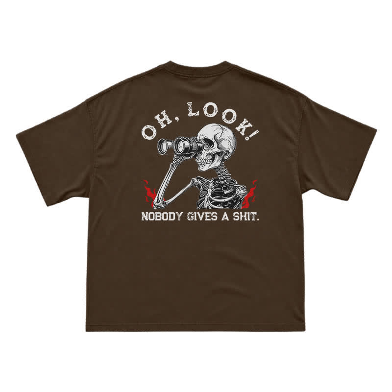 Nobody Gives A Shit Funny Skull Graphic T-Shirt for Men | Sarcastic Dark Humor Tee - Coffee - US16-18(2XL) - image 13