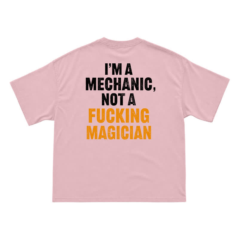 Relaxed Fit Mechanic Attitude Graphic Back Print T-Shirt - Pink - US16-18(2XL) - image 3