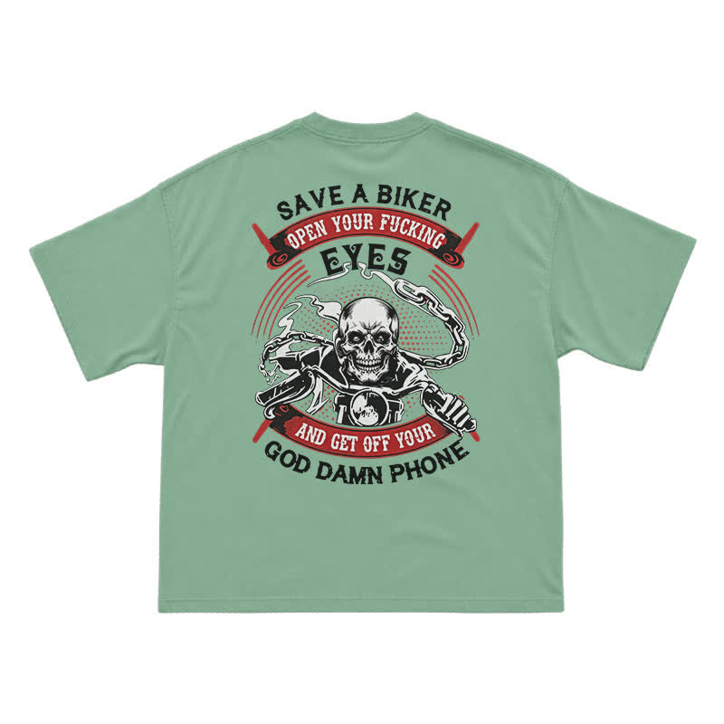 Rebel Skull Rider Back Graphic Oversized Streetwear T-Shirt - Light Green - US16-18(2XL) - image 15