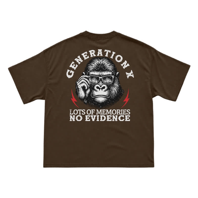 Generation X Lots Of Memories No Evidence Monkey T-shirt - Coffee - US16-18(2XL) - image 7