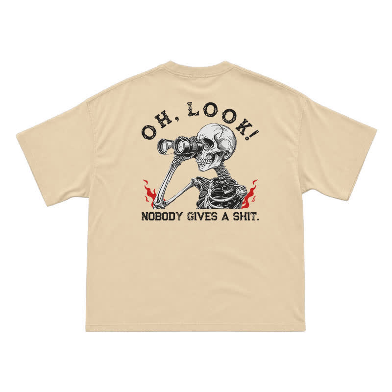 Nobody Gives A Shit Funny Skull Graphic T-Shirt for Men | Sarcastic Dark Humor Tee - Apricot - US16-18(2XL) - image 4
