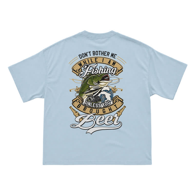 Retro Bass and Bottle Back Print Boxy T-Shirt - Light Blue - US16-18(2XL) - image 13