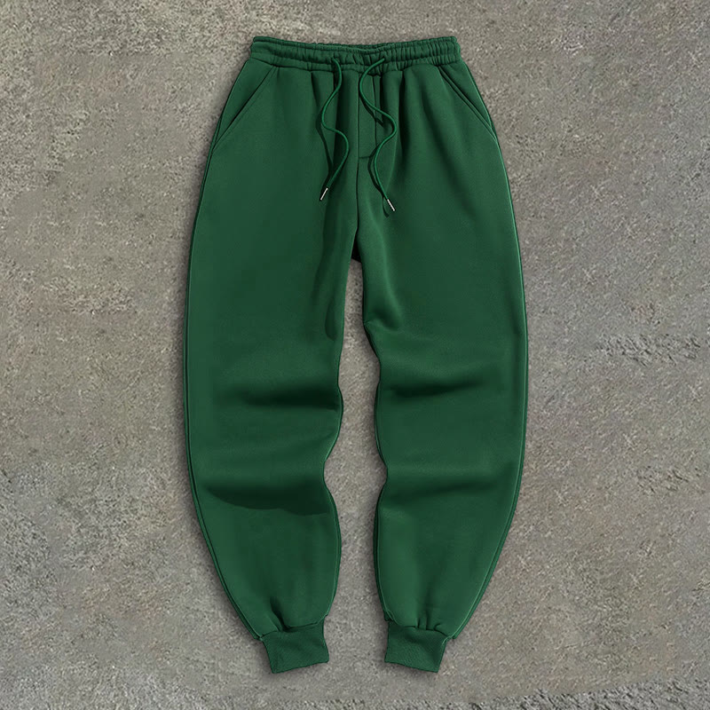 100% Cotton Solid Color Leggings Casual Fleece Sweatpants - image 1