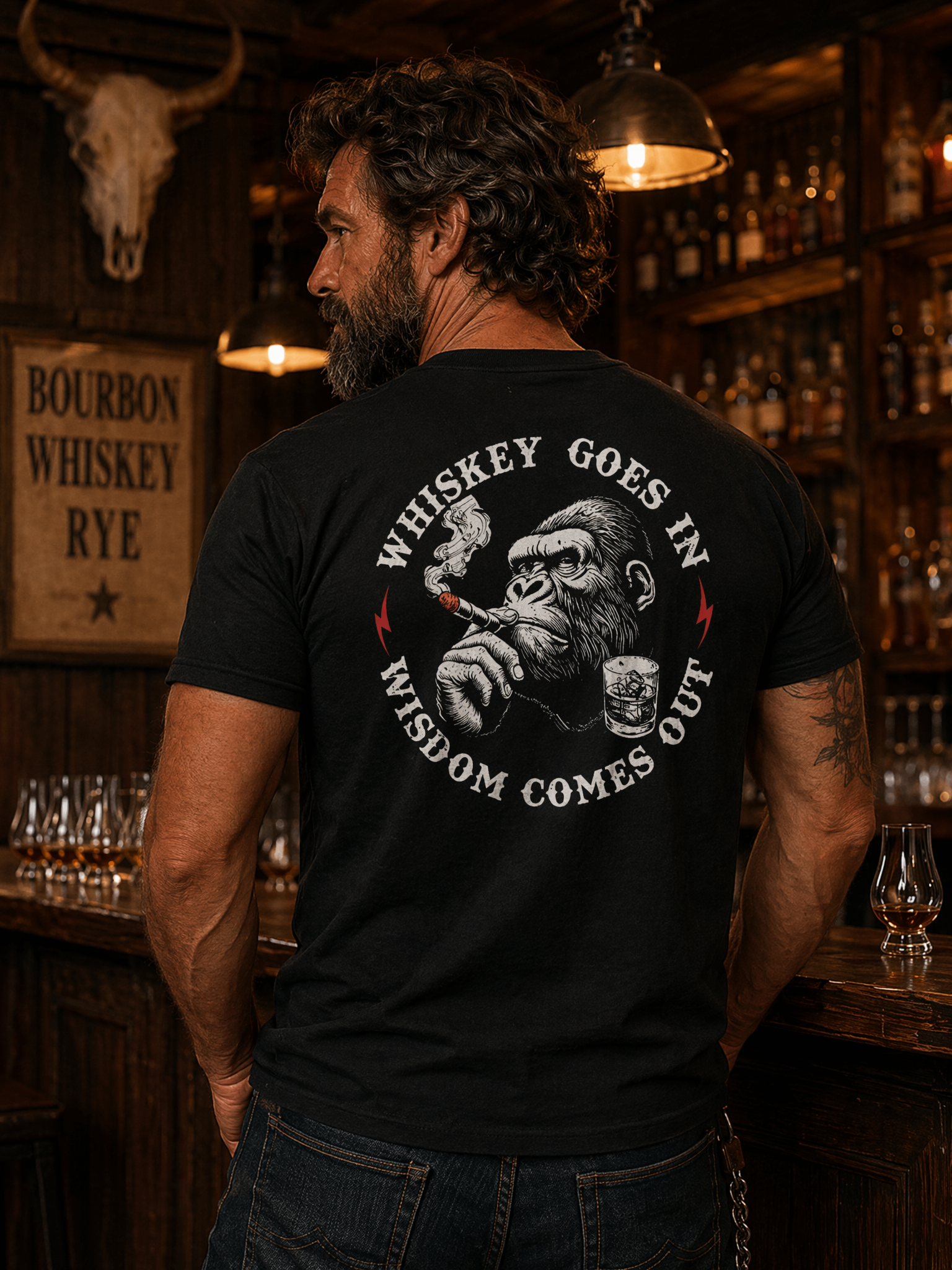 Whiskey Goes In Wisdom Comes Out Funny T-Shirt for Men