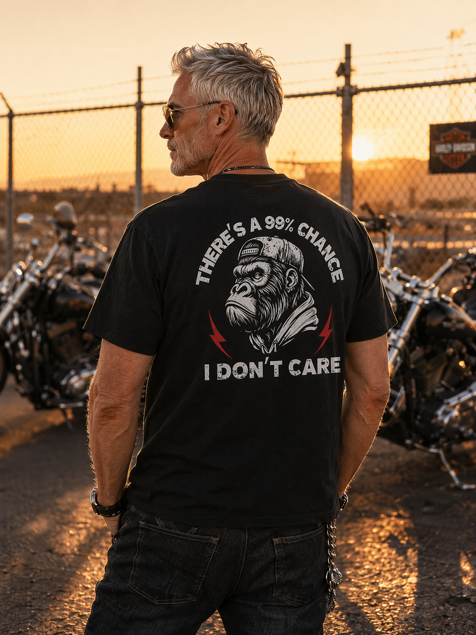 99% Chance I Don’t Care T-Shirt – Funny Gorilla Graphic Tee for Men, Sarcastic Attitude Shirt