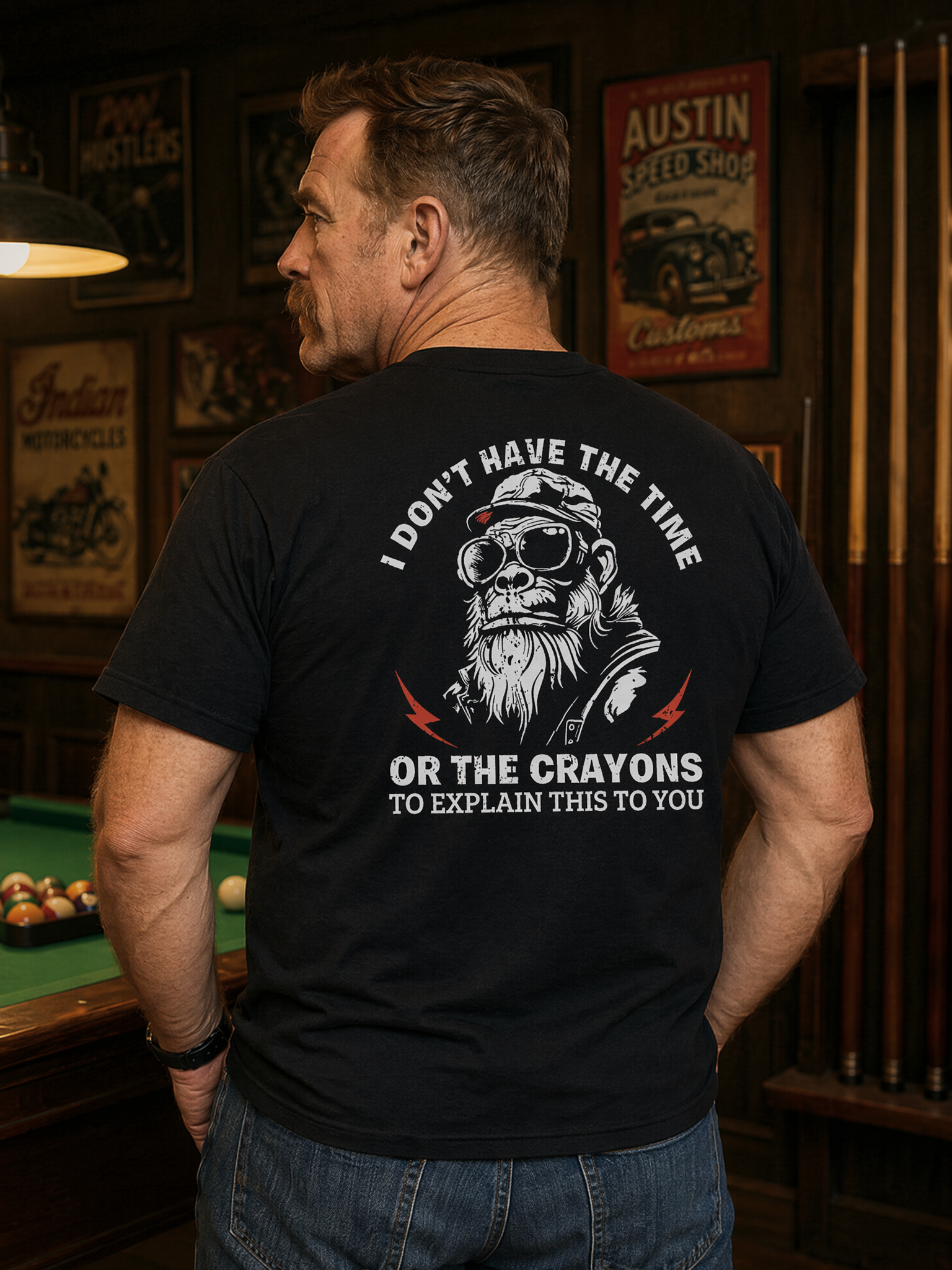 I Don’t Have The Time Or The Crayons T-Shirt – Funny Gorilla Graphic Tee for Men, Sarcastic Attitude Shirt