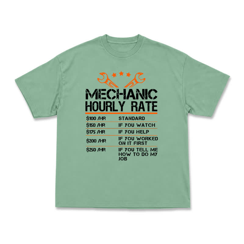 Vintage Mechanic Hourly Rate Graphic Crewneck T-Shirt - Light Green - US16-18(2XL) - image 4