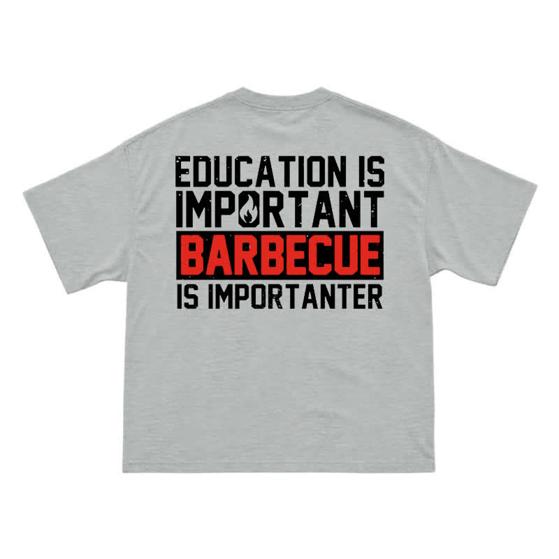 Street Casual Barbecue Slogan Back Print Unisex T-Shirt - Grey - US16-18(2XL) - image 15