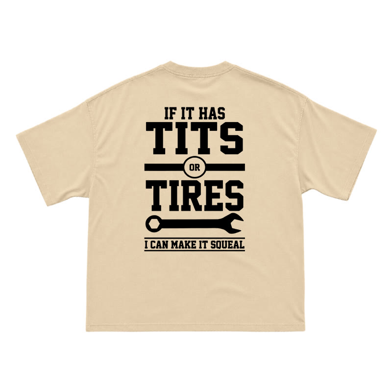 Workwear Inspired Mechanic Humor Oversized Back Graphic T-Shirt - Apricot - US16-18(2XL) - image 4