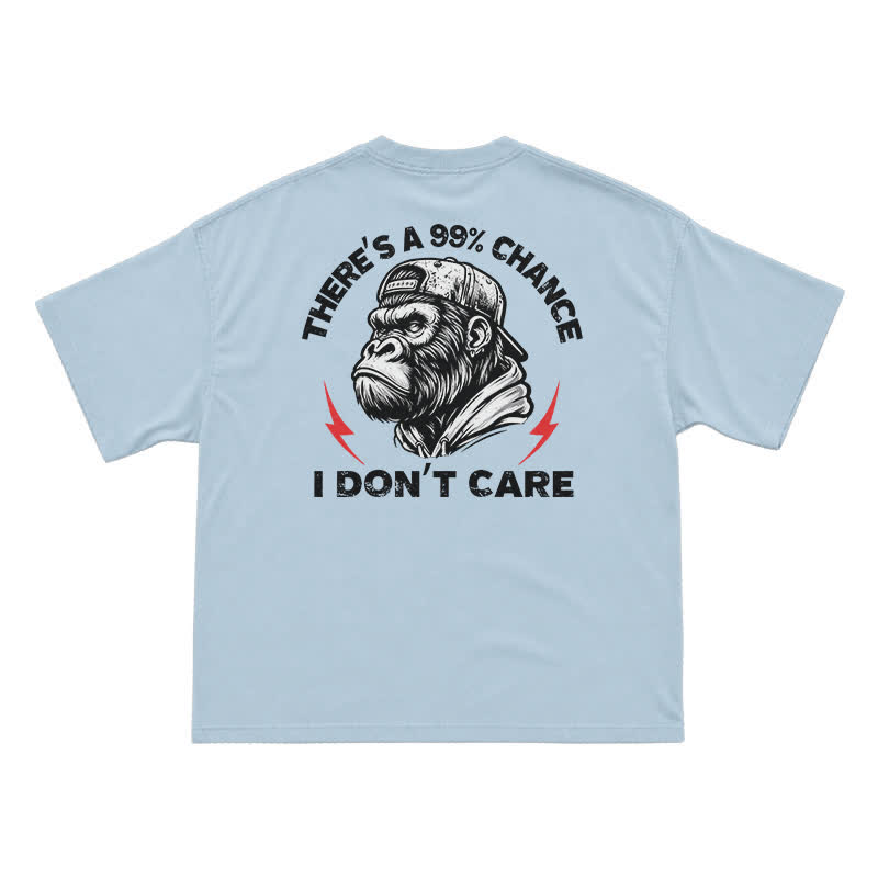 99% Chance I Don’t Care T-Shirt – Funny Gorilla Graphic Tee for Men, Sarcastic Attitude Shirt - Light Blue - US16-18(2XL) - image 13