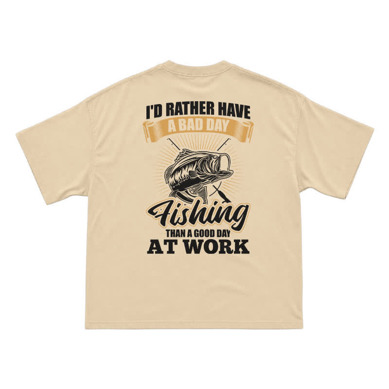 Retro Angler Slogan Back Print Graphic T-Shirt - Apricot - US16-18(2XL) - image 4