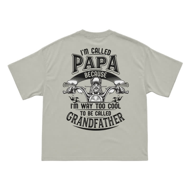 I'm Called Papa Because I'm Too Cool – Funny Grandpa Motorcycle T-Shirt - Warm Grey - US16-18(2XL) - image 5