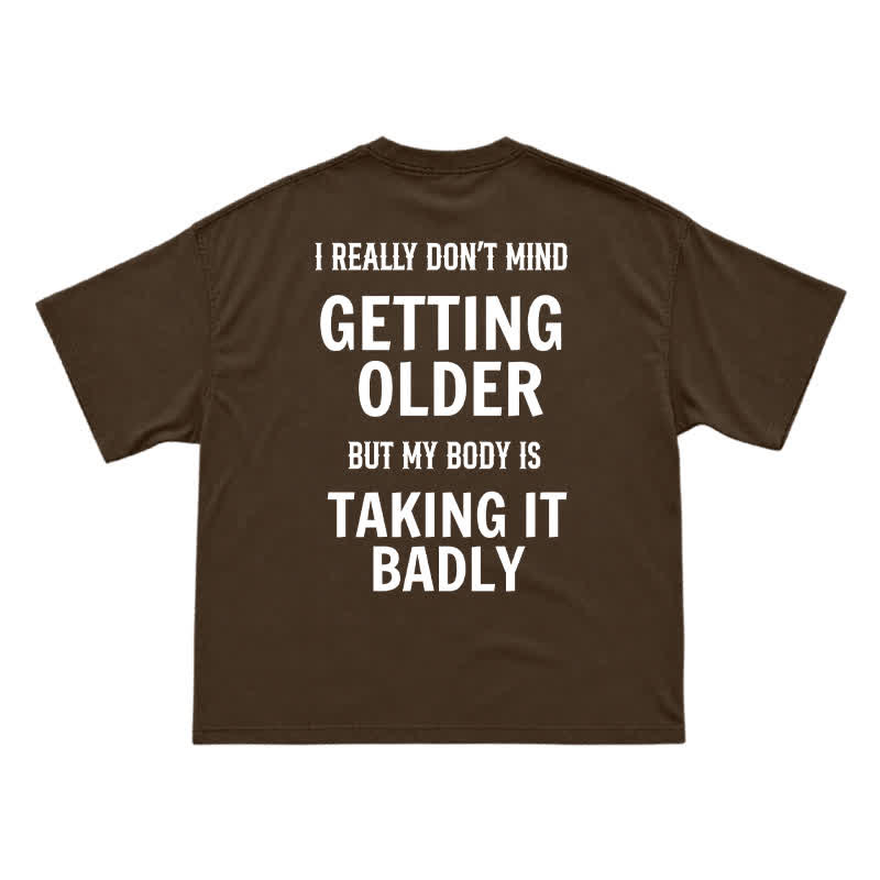 Casual Getting Older Humor Back Graphic Crew Neck T-Shirt - Coffee - US16-18(2XL) - image 14