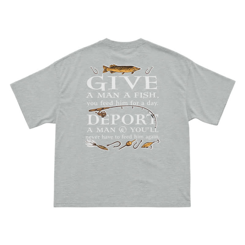 Vintage Fishing Statement Back Print T-Shirt - Grey - US16-18(2XL) - image 3