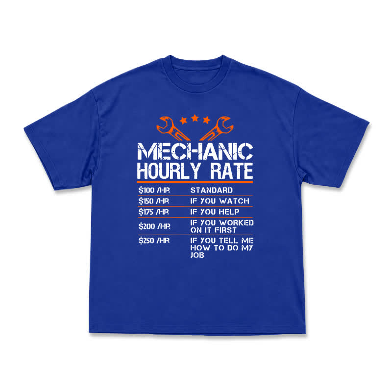 Vintage Mechanic Hourly Rate Graphic Crewneck T-Shirt - Blue - US16-18(2XL) - image 5