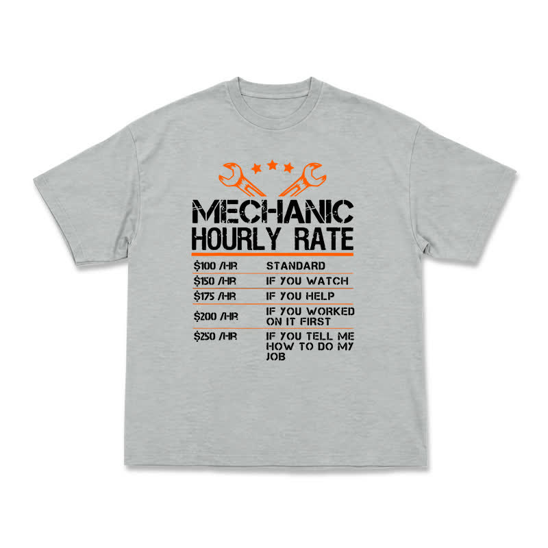 Vintage Mechanic Hourly Rate Graphic Crewneck T-Shirt - Grey - US16-18(2XL) - image 8