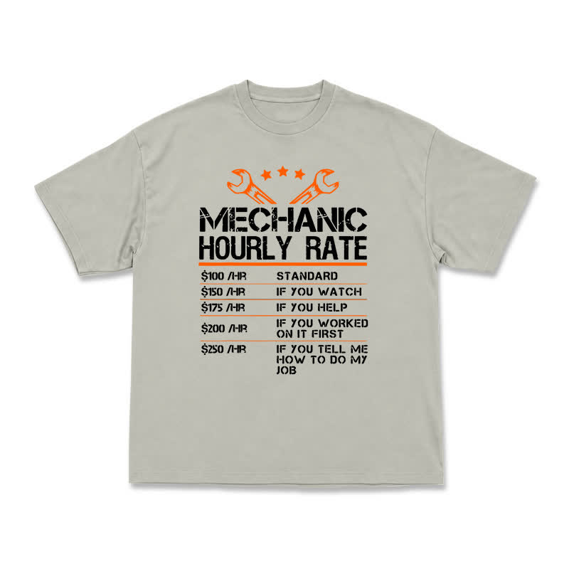 Vintage Mechanic Hourly Rate Graphic Crewneck T-Shirt - Warm Grey - US16-18(2XL) - image 12