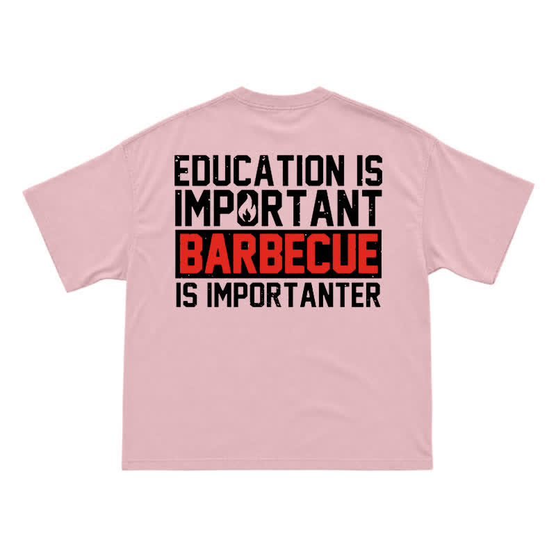 Street Casual Barbecue Slogan Back Print Unisex T-Shirt - Pink - US16-18(2XL) - image 13