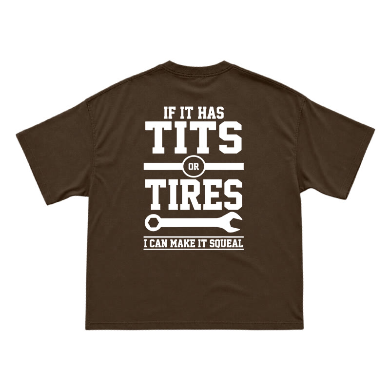 Workwear Inspired Mechanic Humor Oversized Back Graphic T-Shirt - Coffee - US16-18(2XL) - image 12