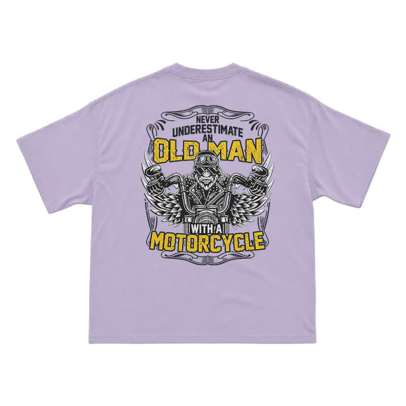 Never Underestimate an Old Man Motorcycle Graphic Cotton T-Shirt - Purple - US16-18(2XL) - image 5