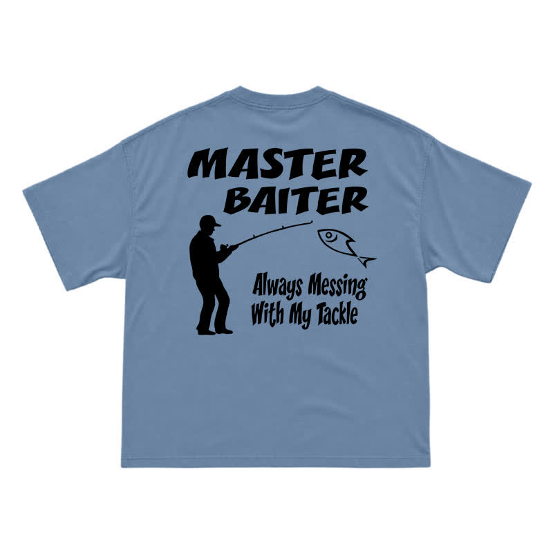 Funny Fishing Slogan Relaxed Fit Back Print T-Shirt - Dusty Blue - US16-18(2XL) - image 10