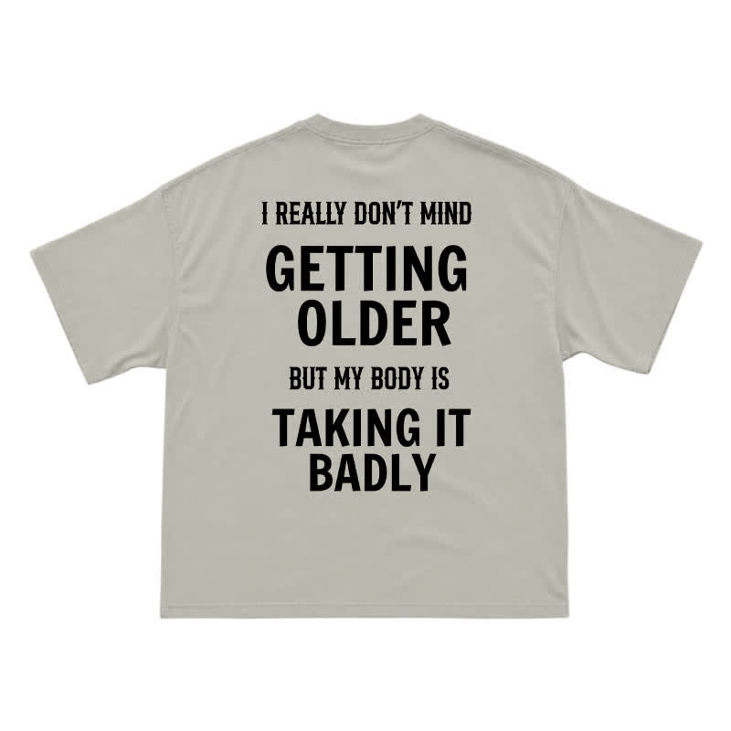 Casual Getting Older Humor Back Graphic Crew Neck T-Shirt - Warm Grey - US16-18(2XL) - image 10