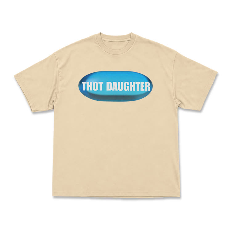 Casual THOT DAUGHTER Graphic Short Sleeve T Shirt - Apricot - US16-18(2XL) - image 5