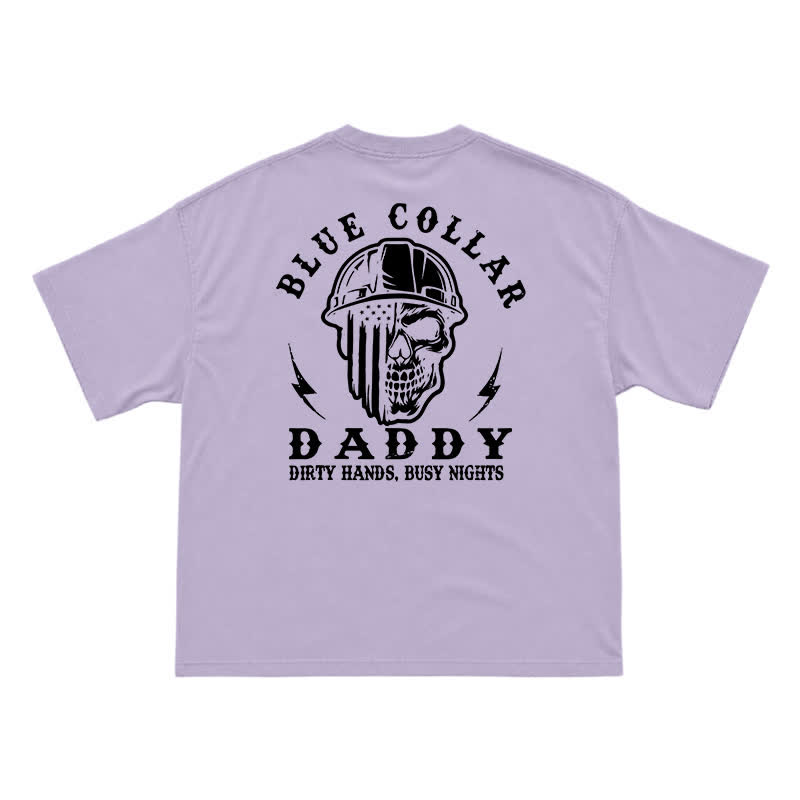 Retro Industrial Helmet Skull Loose Fit Streetwear Graphic T-Shirt - Purple - US16-18(2XL) - image 8