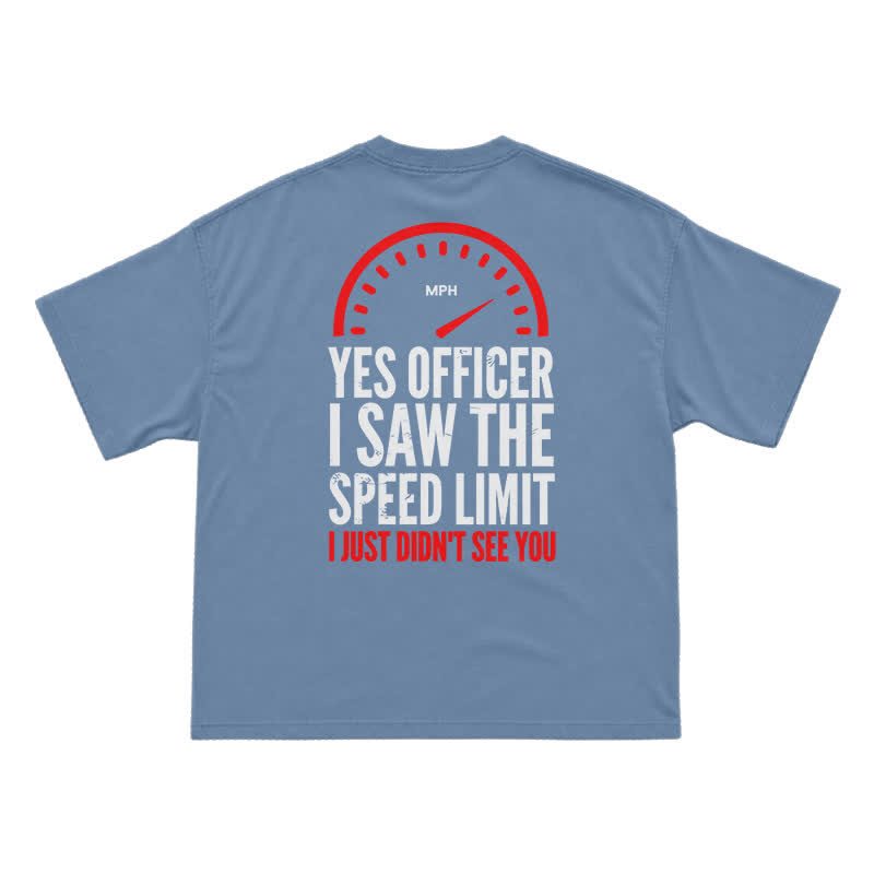 Yes Officer Speed Limit Joke Back Graphic T-Shirt - Dusty Blue - US16-18(2XL) - image 4