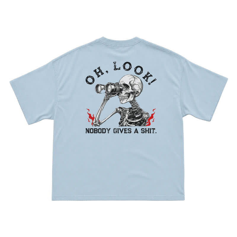 Nobody Gives A Shit Funny Skull Graphic T-Shirt for Men | Sarcastic Dark Humor Tee - Light Blue - US16-18(2XL) - image 11