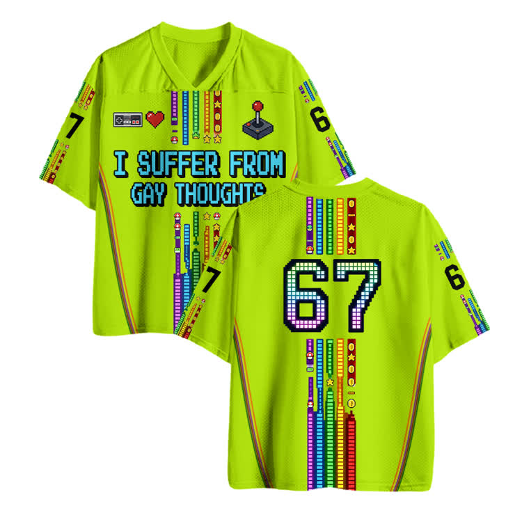 Y2K Gamecore 67 Print Lightweight Athletic Style print Mesh Jersey - Green - 4XL - image 3