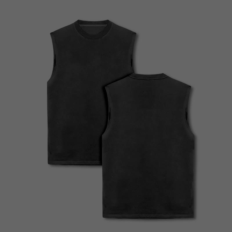 Unisex 100% Cotton Solid Color Tank Top - Black - US16-18(2XL) - image 3