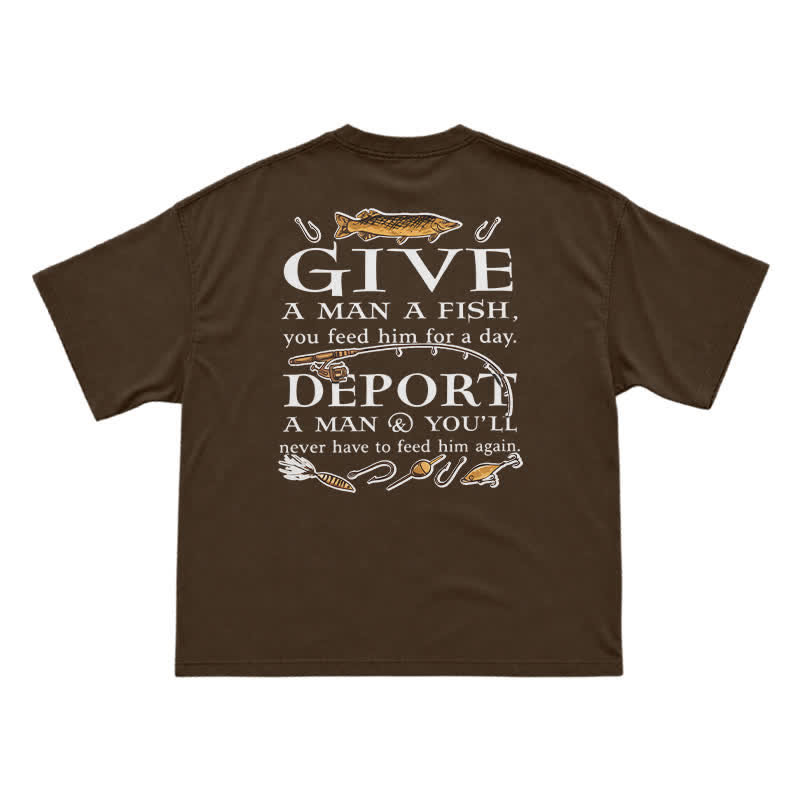 Vintage Fishing Statement Back Print T-Shirt - Coffee - US16-18(2XL) - image 12
