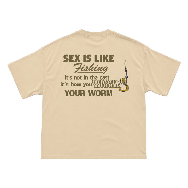 Wiggle Your Worm Graphic Oversized Short Sleeve T-Shirt - Apricot - US16-18(2XL) - image 7