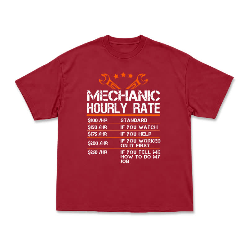 Vintage Mechanic Hourly Rate Graphic Crewneck T-Shirt - Red - US16-18(2XL) - image 9