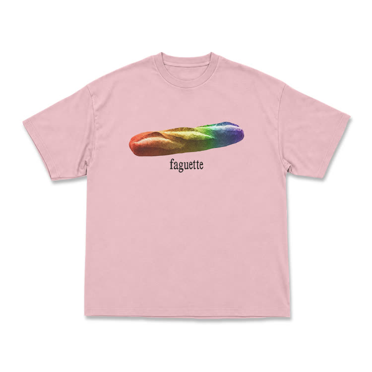 Playful Rainbow Baguette Graphic T-Shirt - Pink - US16-18(2XL) - image 9