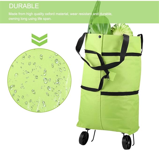 Foldable Shopping Trolley Bag with Wheels, Portable Reusable Grocery Tote - image 5