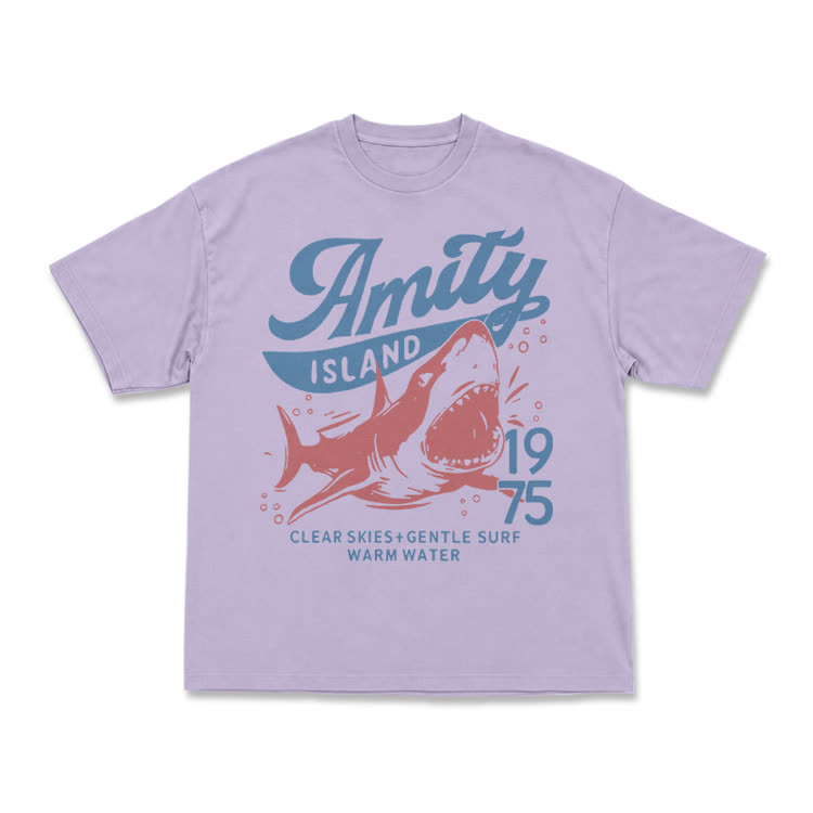 Vintage Amity Island 1975 Shark Graphic T-Shirt - Purple - US16-18(2XL) - image 5