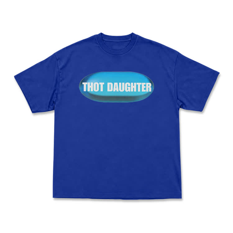 Casual THOT DAUGHTER Graphic Short Sleeve T Shirt - Blue - US16-18(2XL) - image 8