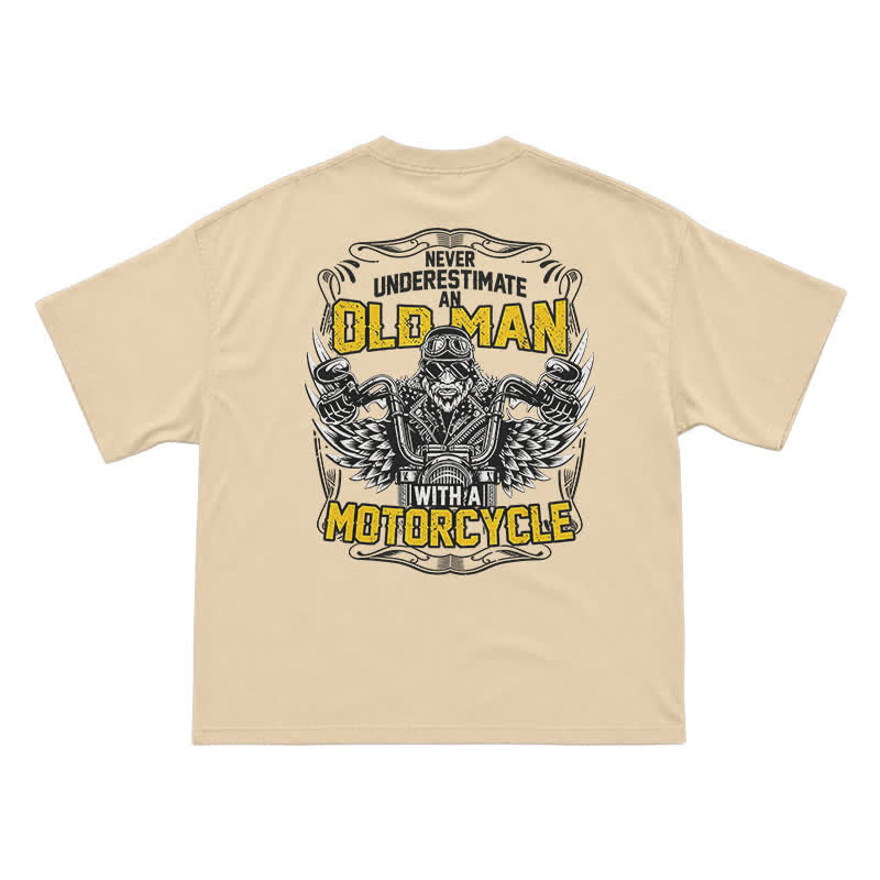 Never Underestimate an Old Man Motorcycle Graphic Cotton T-Shirt - Apricot - US16-18(2XL) - image 15