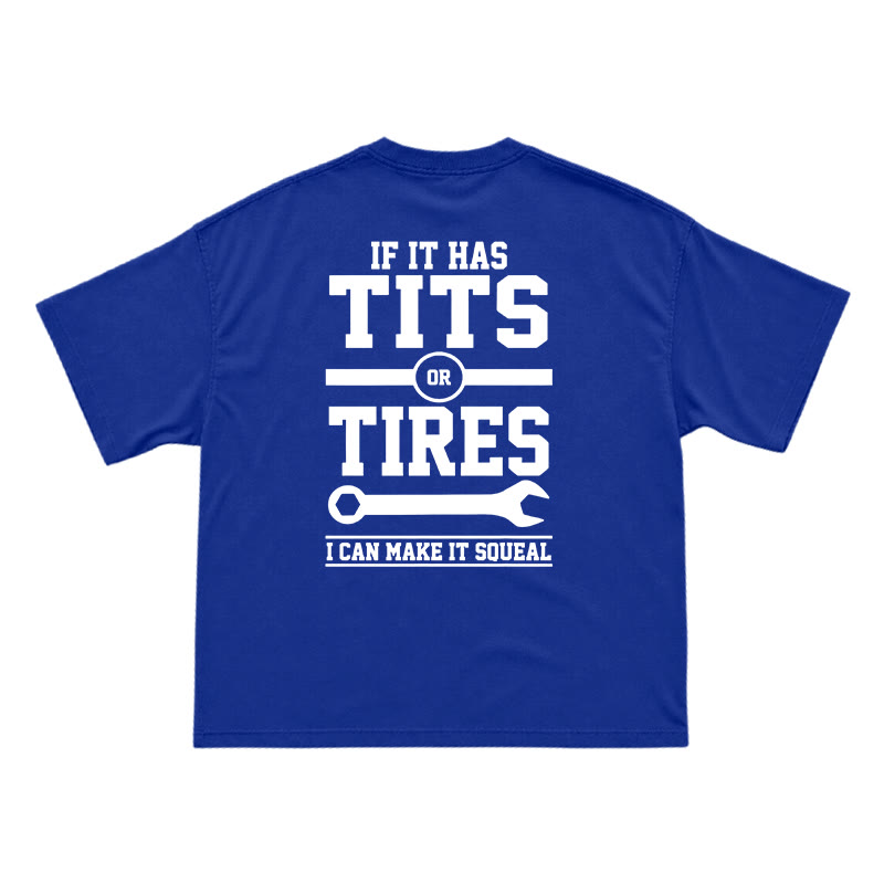 Workwear Inspired Mechanic Humor Oversized Back Graphic T-Shirt - Blue - US16-18(2XL) - image 15
