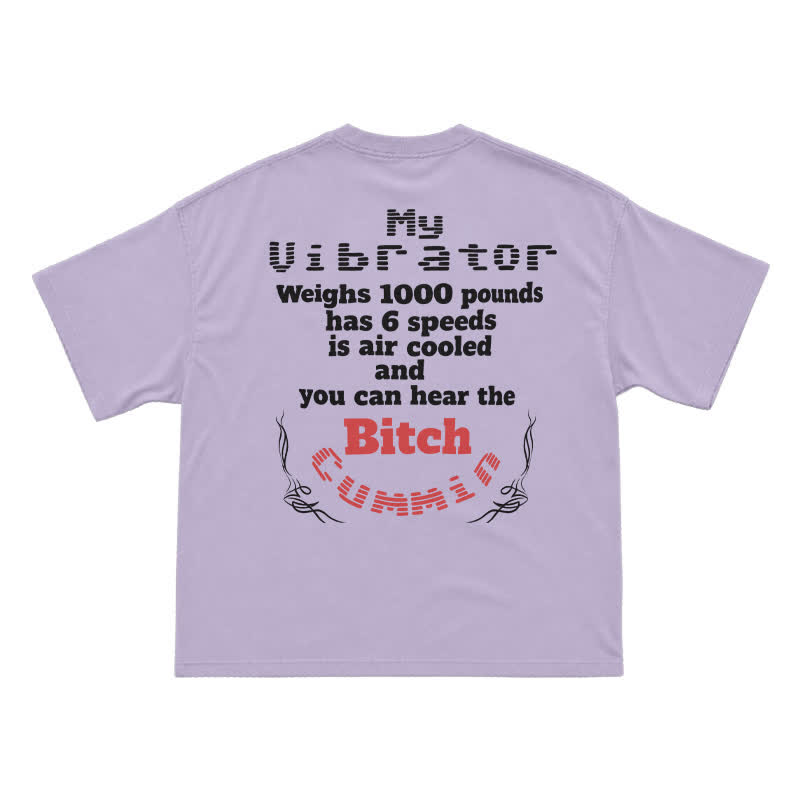 Casual Statement Back Print Crew Neck Cotton T-Shirt - Purple - US16-18(2XL) - image 5