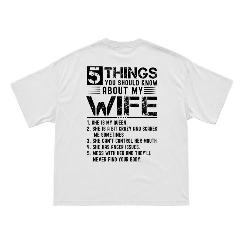 Humorous My Wife Warning Back Graphic Boxy Crew Neck Gift T Shirt - White - US16-18(2XL) - image 5