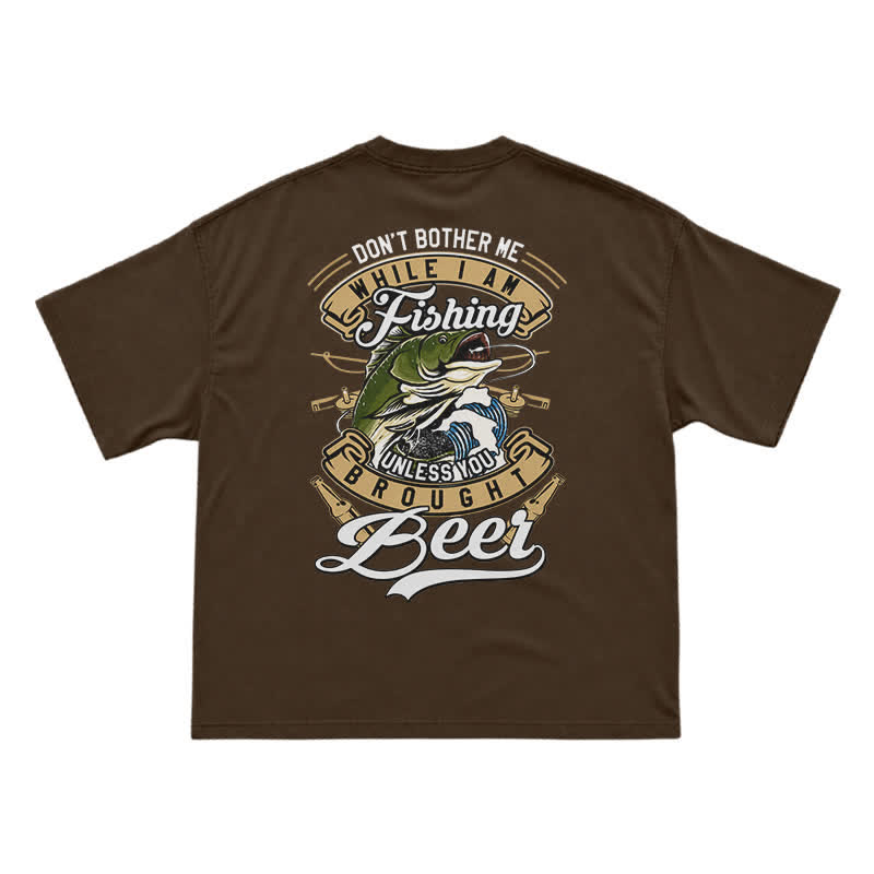 Retro Bass and Bottle Back Print Boxy T-Shirt - Coffee - US16-18(2XL) - image 14